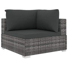 vidaXL Set Divani da Giardino 5 pz con Cuscini Foderati Lavabili Modulare Leggero Elegante Arredi da Esterno in Polyrattan Grigio Telaio in Acciaio