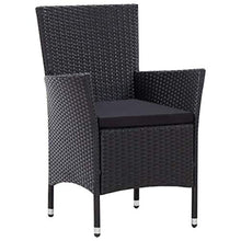 SKM Set da Pranzo da Giardino 9 pz con Cuscini in Polyrattan Nero (79kg)
