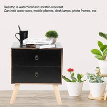 AYNEFY - Comodino vintage nero con cassetto