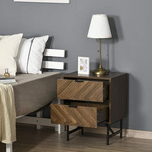 HOMCOM Comodino con 2 Cassetti in Legno per Camera da Letto Design in Stile Industriale 48x39.5x61cm