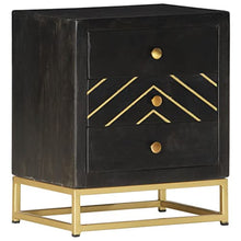 vidaXL Comodino Nero e Oro 40x30x50 cm in Legno Massello di Mango