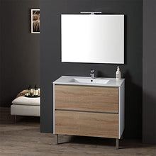 Kiamami Valentina MOBILE BAGNO 90 CM CON LAVABO INTEGRATO BASE BIANCA E ROVERE | LAGUNA