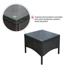 miozzi Set Salotto da Giardino 2 Poltroncine e Tavolino con Cuscini Rattan Sintetico Nero