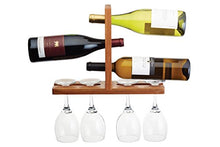 Bar Craft 35 x 26.5 x 10 cm Bottiglia e Bicchiere da Parete in Legno di Acacia, Marrone