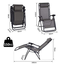 Outsunny Poltrona Sedia Sdraio Pieghevole Reclinabile Lettino Relax Zero Gravity Textilene 90x65x110cm Grigio