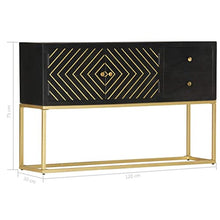 vidaXL Credenza Nero e Oro 120x30x75 cm in Legno Massello di Mango