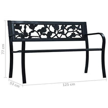 Zerone Garden Park - Panca da giardino, 125 x 53 x 82 cm, colore: Nero