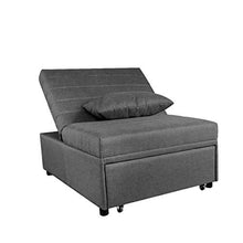 Gardenia Divano Strip Poltrona Pouf Letto Singolo in Tessuto con Cuscino Abbinato, Legno, Grigio