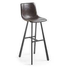Kave Home - Sgabello Trap Marrone Scuro in Pelle Sintetica e Gambe in Acciaio