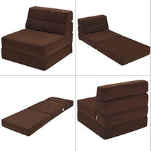 COSTWAY Divano Letto Pieghevole, Divano Poltrona Moderna e Convertibile, in Schiuma ad Alta Densità, 77 x 72 x 64 cm (caffè)
