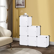 eSituro Armadio a 6 Cubi, Armadietto Guardaroba Modulare, Scarpiera Componibile con Ante ad Occhiello, Organizzatore per Camera da Letto, Corridoio, 96x30x96cm, Bianco