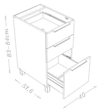 Berlenus CT4BN - Mobile da Cucina Basso, 3 cassetti, 40 cm, Colore: Nero Lucido