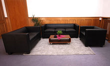 Serie Lille M65 divano sofa 3 posti 70x75x191cm ~ nero pelle