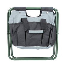 Sgabello Pieghevole per Giardinaggio Doppio con 7 Tasche Borsa per Strumenti di Stoccaggio per Pesca in Campeggio Beach Grigio Nero