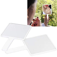 Specchio da trucco, 2 pezzi con manico singolo laterale, specchio cosmetico portatile per salone di bellezza, colore: bianco