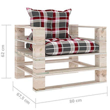 vidaXL Divano da Giardino Pallet Cuscini Rossi a Quadri Legno di Pino