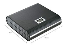 QINJLI A Mano in Pelle Nera Cigar Humidor, Desktop Legno Rivestito Cigar Box, Scatola di sigari Portatile con igrometro elettronico
