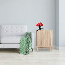 Relaxdays Comodino con Anta, 50x40x35 cm, Tavolino Basso Salotto e Camera da Letto, Armadietto con Bordo, Effetto Legno, PB (Particle Board), Marrone Chiaro
