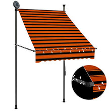 VidaXL - Tenda da sole retrattile, funzionamento manuale con LED, 100 cm, arancione e marrone