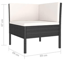 SKM Set Divani da Giardino 6 pz con Cuscini in Polyrattan Nero (40kg) Nero-6962
