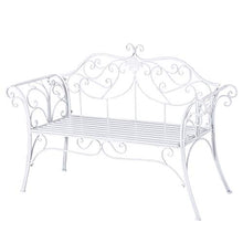 Outsunny Panca da Giardino Panchina 2 Posti Esterno Metallo 131 × 51 × 90cm Bianco