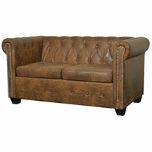 vidaXL Divano Chersterfield a 2 posti Imbottito Pelle Artificiale Marrone Sofa