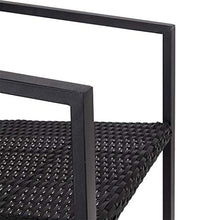 LUGEUK Sedia a Dondolo a 3 Pezzi Set di mobili da Esterno per Esterni, Coperchio di Conversazione per Sedia in Rattan, tavolino in Vetro (Nero)