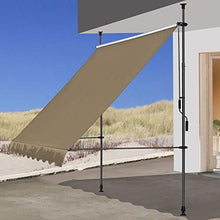 QUICK STAR Tenda da sole per balcone, 200 x 130 cm, colore beige, altezza regolabile da 200 a 290 cm, per balconi, senza fori