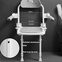 YHRJ Sedile da Bagno a Parete per Anziani,Sgabello da Bagno Antiscivolo per la casa,Sedia da Doccia di Sicurezza con braccioli,può sopportare 190 kg (Color : Grey, Size : 42.5-55cm)