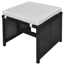 FAMIROSA Set da Pranzo da Giardino 9 pz con Cuscini in Polyrattan Nero -2522