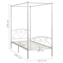 BIGTO - Struttura per letto a baldacchino, in metallo, per camera da letto, stile bianco, 90 x 200 cm