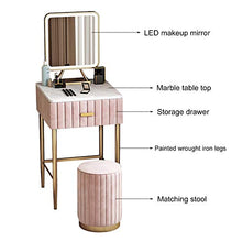 ZRN Mini Tavolo da toeletta per Camera da Letto con cassetti Sgabello con Specchio cosmetico a LED