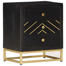 vidaXL Comodino Nero e Oro 40x30x50 cm in Legno Massello di Mango