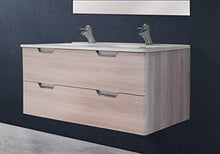 OrionShop Mobile Bagno Sospeso Gemini da 120cm Rovere Chiaro con Lavabo Specchio e Lampada LED Inclusi