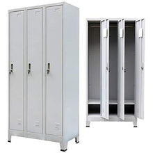 FAMIROSA Armadio con 3 Armadietti in Acciaio 90x45x180 cm Grigio