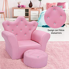COSTWAY Divano con Braccioli per Ragazze, Ampia Sedia con Poggiapiedi, 58 x 40,5 x 48 cm, Rosa
