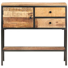 Tidyard Credenza 85x30x80 cm in Legno Massello di Mango Grezzo,con Un'anta, Due Cassetti e Un Ripiano
