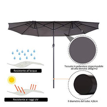 Outsunny Ombrellone Parasole da Giardino Esterno Tessuto Poliestere 4.6 x 2.4m Grigio