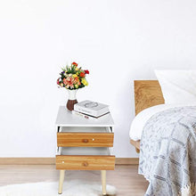 Dioche - Comodino moderno per la notte, design industriale, in legno, con 2 cassetti, 40 x 40 x 58 cm