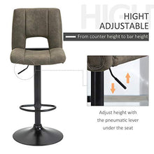 giordano shop Set 2 Sgabelli Imbottite da Bar 41,5x51x94-115 cm in Tessuto Cachi e Nero