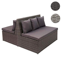 Mendler Set 2X divani sofà 2 posti da Esterno HWC-G16 polyrattan Grigio Cuscino Grigio Scuro