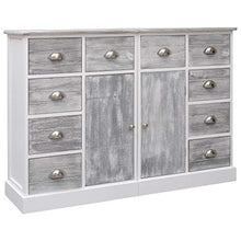 Festnight Credenza con 10 Cassetti in Legno Grigia 113x30x79 cm