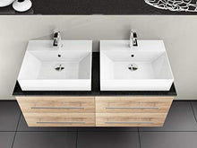 Flex Mobile da bagno 120 cm con 4 estensioni, lavabo in ceramica rettangolare, piastra di supporto in granito, rovere oro
