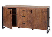 Cassettiera credenza design HWC-A27 40x160x80cm metallo MDF colore rovere