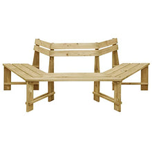 BIGTO Panca da giardino mezza esagonale 240 cm in legno di pino impregnato, 240 x 208 x 87 cm (lunghezza x larghezza x altezza).
