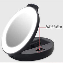 Dr.Sprayer Lampada da Tavolo Specchio Luminoso bifacciale Rotondo Specchio per Trucco Nero a LED Triplo con Lente d'Ingrandimento Specchio Portatile Creativo 5X Due File
