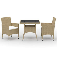 SKM Set da Pranzo da Giardino 3 pz Beige in Polyrattan e Vetro