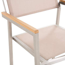 Beliani Set da Giardino Tavolo Piano Granito Nero 6 Sedie Beige 180 x 90 cm GROSSETO