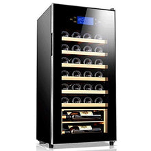 Armadietto per Vino con ripiano in Legno massello - Cantinetta per Vino da 32 Bottiglie termoelettrica per Vino Rosso e Bianco/refrigeratore da banco con Display Digitale della Temperatura per CAS