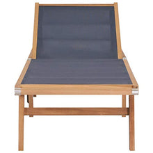 vidaXL Massello di Teak Lettino Pieghevole Ruote Textilene Regolabile Sdraio